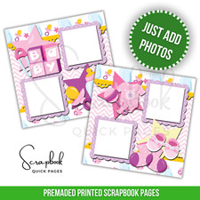 Baby Girl Scrapbook Pages Baby Shower PRINTED Premade Scrapbook Quick Pages 43