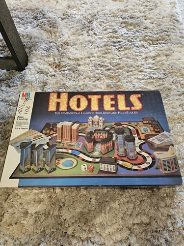 Vintage Rare HOTELS BOARD GAME 100% Complete 1987 Milton Bradley MB 3D Strategy