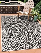  Tappeto Area Collezione Outdoor - Città del Capo (7' 10' x 10' Rettangolo, Nero/Avorio) 