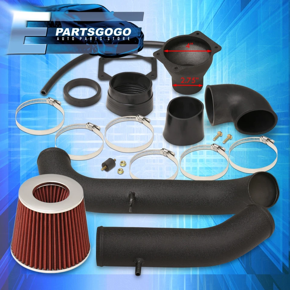 For 91-99 Mitsubishi 3000GT Stealth Black Cold Air Intake Piping System + Filter - Image 4 of 4