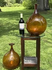 RARE 1960s Blenko Joel Myers Amber Pinched Glass Vase PAIR