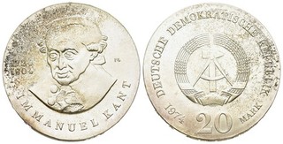 Fitz DDR 20 Mark 1974 a Berlin East Immanuel Kant coin silver uIVO 1982