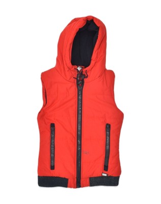 SUPERDRY Womens Hooded Padded Gilet UK 6 XS  Red Polyester AK90