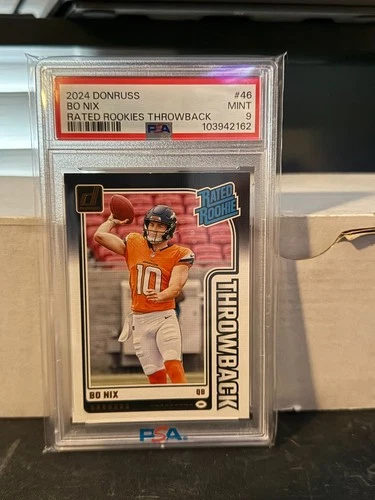 2024 Panini Donruss Rated Rookies Throwback #46 Bo Nix RC Rookie PSA 9