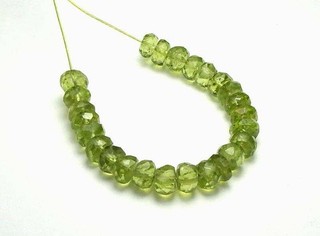 4" Strand PERIDOT 5mm Faceted Rondelle Beads NATURAL