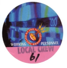 U2 Working Personnel Vintage Backstage Pass - Zoo Tv Tour