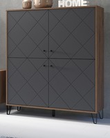 Highboard Kommode Eiche Grau Wohnzimmer Esszimmer Schrank 123X136 Cm Montez