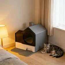 Hooded Cat Litter Box for Odor Control Easy to Clean Mess Free Enclosed Pan