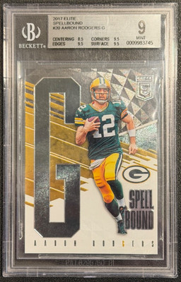 Aaron Rodgers 2017 Donruss Elite Spellbound #12/299 - BGS 9 - JSY Number!