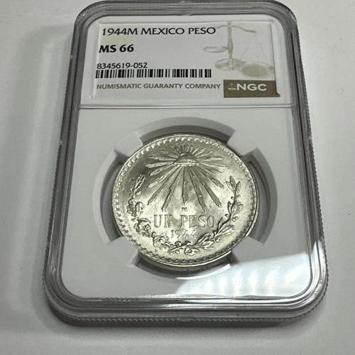 1944 M Mexico Silver Peso NGC MS66 Premium Quality Blazer