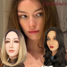 Silicone Realistic Female Face Mask Crossdresser Head Mask For women For Cosplay