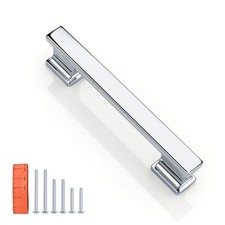 6 PCS Polished Chrome Solid Cabinet Pull 33/4 Inch 96mm Hole Center Handle