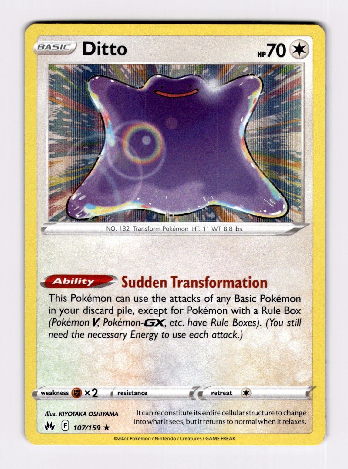 Ditto 107/159 Holo Rare Crown Zenith Pokemon Near Mint