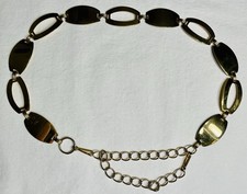 Vintage Estate Adjustable Approx 28  -42  Oval Links Metal Chain Belt Gold Tone