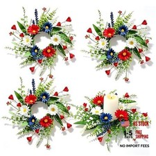 PCS Patriotic American Candle Rings Wreaths Artificialth of July Independence 4