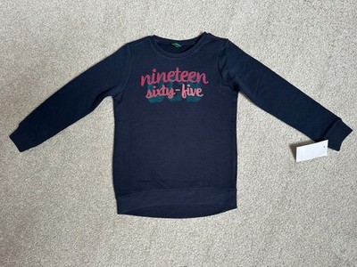 England Benetton Pullover Sweatshirt Mädchen Blau Nineteen Sexty Five Gr 110 Neu