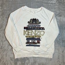 Kenzo Paris Sweatshirt White Embroidered Size Small Boys Or Mens Preowned Rare