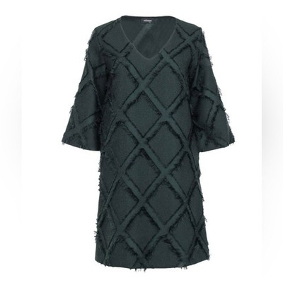Ottod'ame Edie Sedgwick Green Diamond Fuzzy Frill Dress Made in Italy Size 10