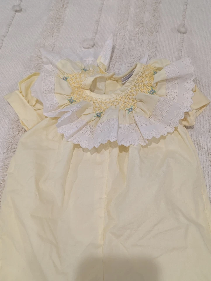 Smock Romper Light Yellow Size 3-6 Months Baby Girl - Image 4 of 4