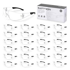 Clear Safety Glasses 24PK, Protective Eyewear Polycarbonate Lens with Rubber ...