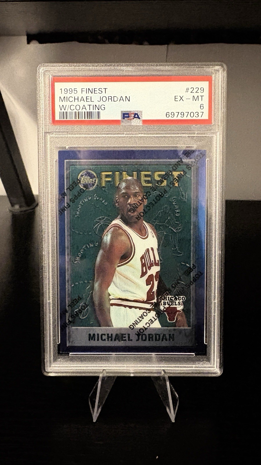 Topps 1995 Finest Michael Jordan Coating #229 PSA 6 Chicago Bulls view 1