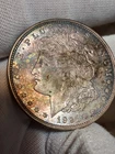 1921-D Morgan Silver Dollar UNC and Toned Brilliantly - Strong Strike