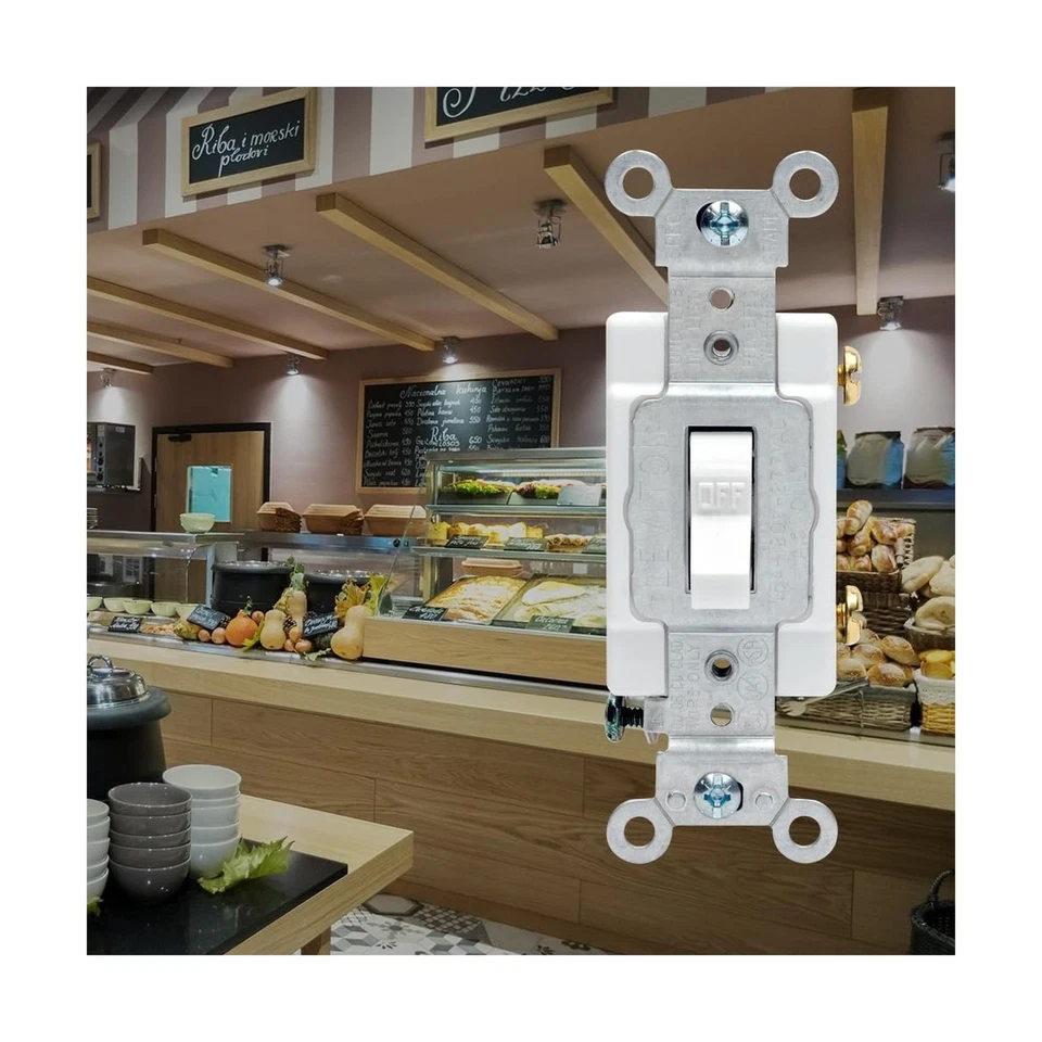 Interruptor silencioso de CA de un solo polo con palanca Leviton, CS115-2GY, gris 1 unidad (paquete de 1) Foto 2 de 2