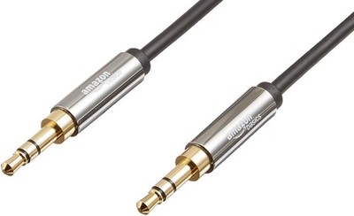 Amazon Basics 3.5mm Auxiliary Audio Cable Gold-Plated Plugs 8ft Black