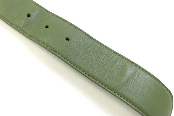 Cinturón BVLGARI BVLGARI BVLGARI Cuero Verde Dorado Usado Moda Ropa Logo Para hombres Foto 4 de 4