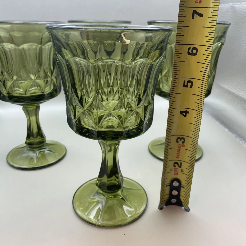 VTG MCM Noritake Perspective 6.5" Avocado Green Wine Water Goblets - Set of 4 - Image 3 of 4