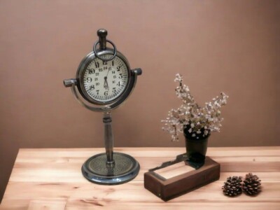 Antique Style Brass Table  Stand Shelf Clock Collectible Desk Marine Nautical