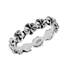 Sweet Hawaiian Plumeria Flower Eternity Band Sterling Silver Floral Ring-7