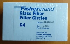 FISHERBRAND Glass Fiber Filter Circles G4 24 mm 09-804-24C 100/pk New