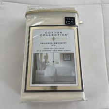 Cotton Collection 300-Thread-Count Twin Bed Skirt  Ivory 15" Drop Split Corners