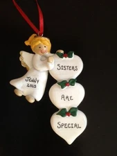 Personalized Girl Angel w/ Hearts Christmas Ornament