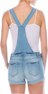 WAX JEAN Women's Juniors Cute Trendy Denim Overall Shorts, Size Small,  NWOT!