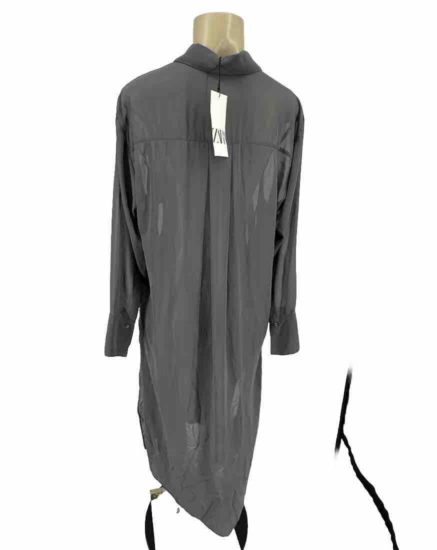 zara grey shirt dress Zara SHIRT DRESS-Gray green-4437/254-lyocell-size M