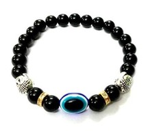 Black Tourmaline Evil Eye Bracelet For Protection Charm Style Crystal Bracelet