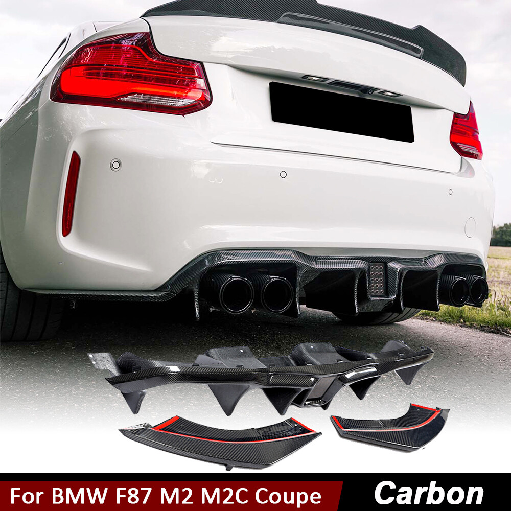 For BMW F87 M2 M2C 2016-2020 CARBON FIBER Rear Bumper Diffuser Spoiler Lip W/LED