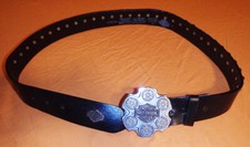 Leather Harley Davidson Bullet Belt and Buckle Size 32 in Good Condition