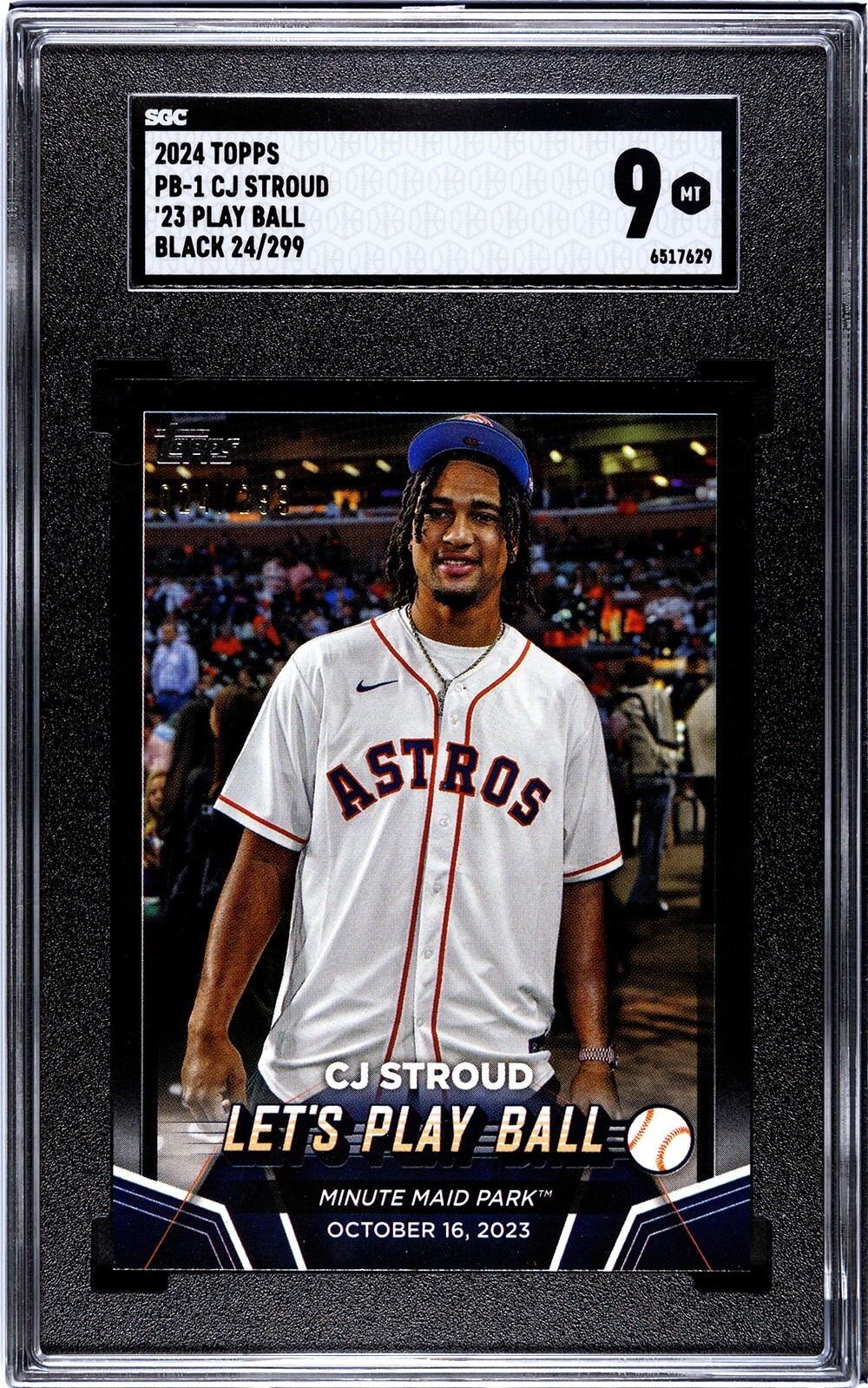 2024 Topps Series 2 - CJ Stroud PB1 - Let’s Play Ball -  Black /299 SGC 9