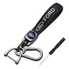 Genuine Leather Keychain Car Logo Key Chain Metal Key Ring Accessories for Ford