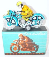 Lendulet Lemezaru Gyar 1:15 RACING MOTORCYCLE 1950 Tin Friction Car MIB 81 RARE 