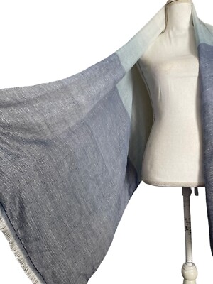 Cejon Womens Shades of Blue Oversized Scarf Wrap Shawl Ombre Fringe NWT #MQ2