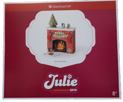 American Girl JULIE CHRISTMAS FIREPLACE for 18'' Dolls House Cookies Santa NEW