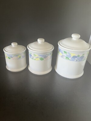 3x Set fabrique au taiwan canister  Design / White Jars + Lids Ceramic
