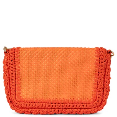 69682 auth DOLCE & GABBANA orange raffia crochet MISS BONIAT