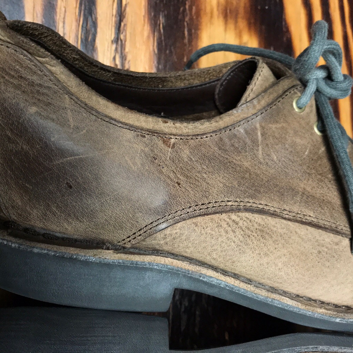 Cole Haan Brown Lace Up Distressed Cap Toe Oxford Shoe 