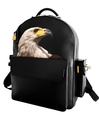 buscemi phd large leather backpack BUSCEMI PHD AQUILA BALD EAGLE BLACK LEATHER LARGE 16