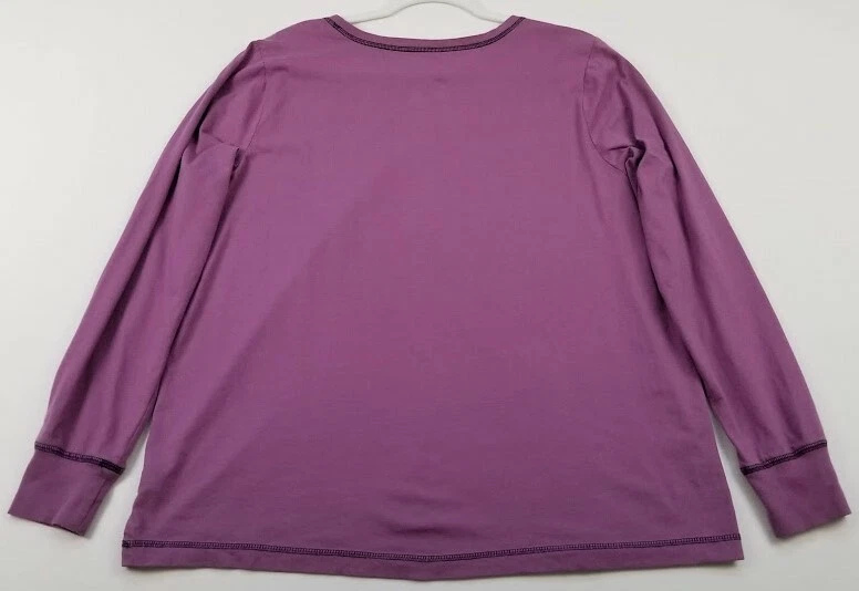 Camiseta SB Activewear Para Mujer 1X Plus Púrpura Pergaminos Cuello Redondo Mangas Largas Gimnasio Foto 4 de 4